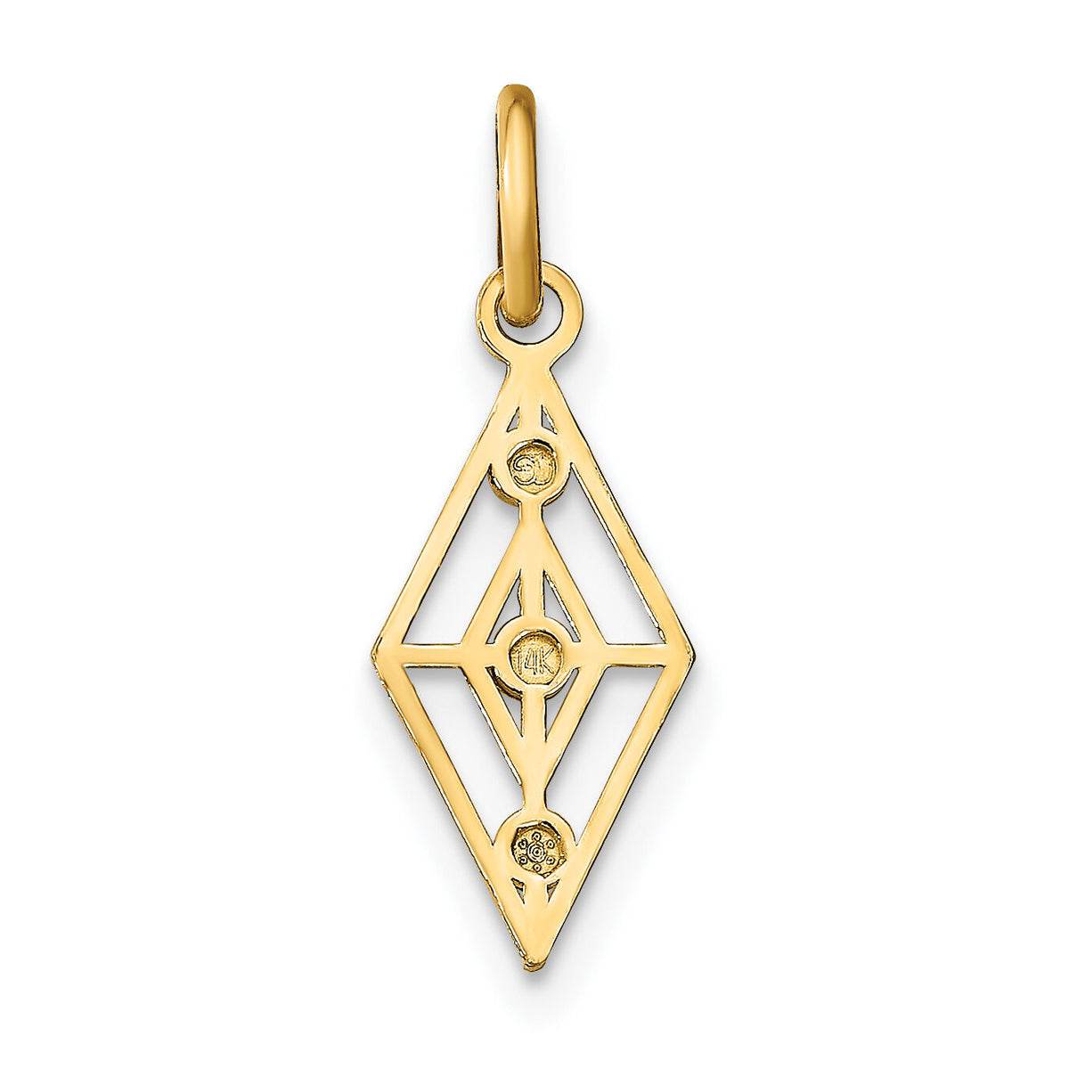 14K w/Rhodium D/C  Diamond Shaped Charm-K9513