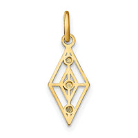 14K w/Rhodium D/C  Diamond Shaped Charm-K9513