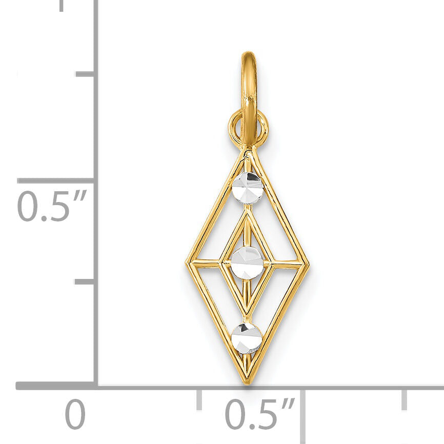 14K w/Rhodium D/C  Diamond Shaped Charm-K9513