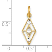 14K w/Rhodium D/C  Diamond Shaped Charm-K9513