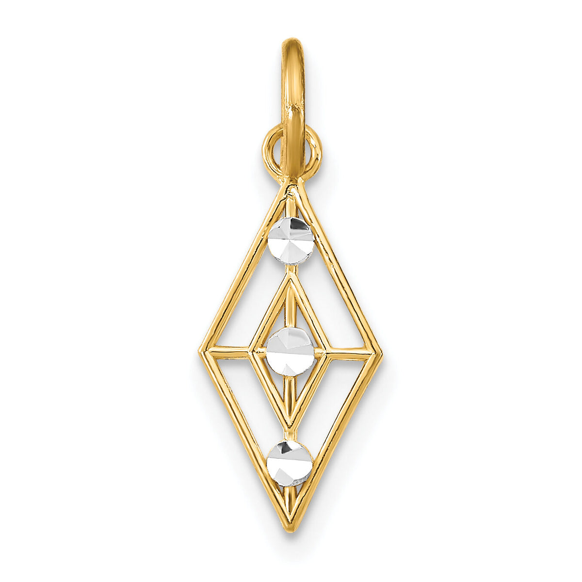 14K w/Rhodium D/C  Diamond Shaped Charm-K9513
