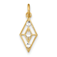 14K w/Rhodium D/C  Diamond Shaped Charm-K9513