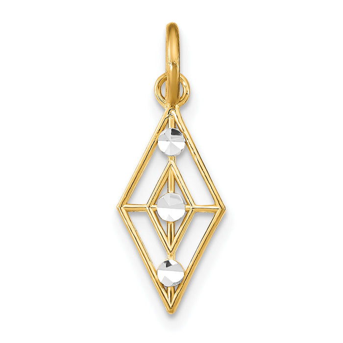 14K w/Rhodium D/C  Diamond Shaped Charm-K9513