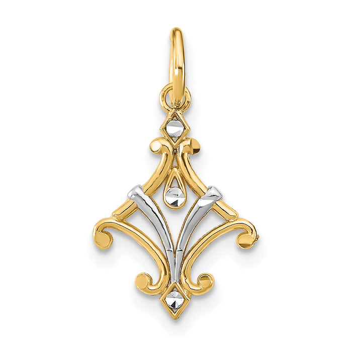 14K w/Rhodium D/C Chandelier Style Charm-K9514