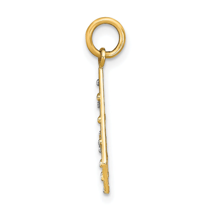 14K w/Rhodium D/C Small Criss-Cross Charm-K9515