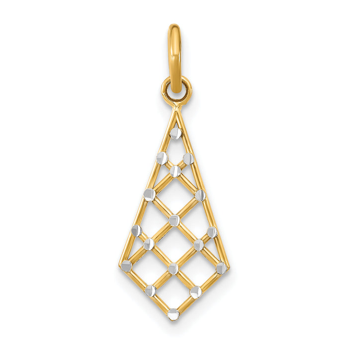 14K w/Rhodium D/C Small Criss-Cross Charm-K9515
