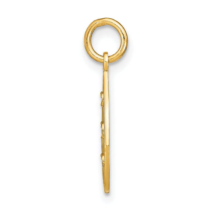 14K w/Rhodium D/C Small Teardrop Charm-K9516