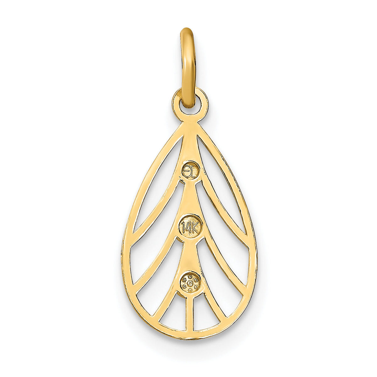 14K w/Rhodium D/C Small Teardrop Charm-K9516