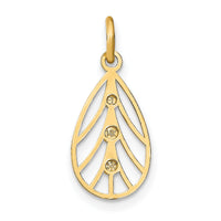 14K w/Rhodium D/C Small Teardrop Charm-K9516