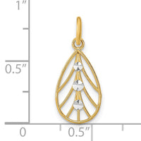 14K w/Rhodium D/C Small Teardrop Charm-K9516