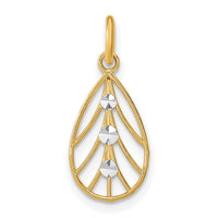 14K w/Rhodium D/C Small Teardrop Charm-K9516