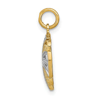 14K w/Rhodium Pinwheel Medallion Charm-K9517