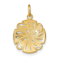 14K w/Rhodium Pinwheel Medallion Charm-K9517