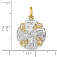 14K w/Rhodium Pinwheel Medallion Charm-K9517