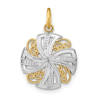 14K w/Rhodium Pinwheel Medallion Charm-K9517