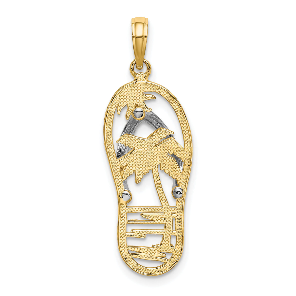 14K w/Rhodium Palm Tree Flip-Flop Charm-K9518
