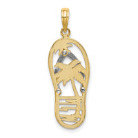 14K w/Rhodium Palm Tree Flip-Flop Charm-K9518