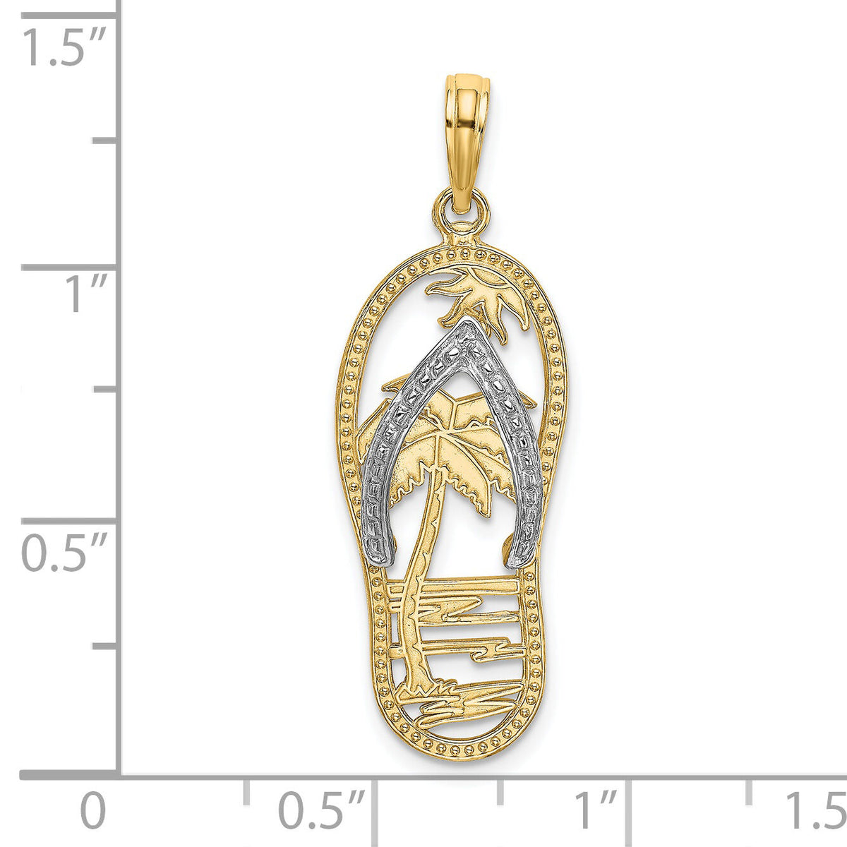 14K w/Rhodium Palm Tree Flip-Flop Charm-K9518