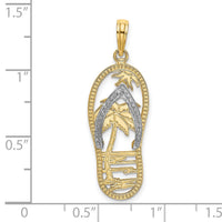 14K w/Rhodium Palm Tree Flip-Flop Charm-K9518