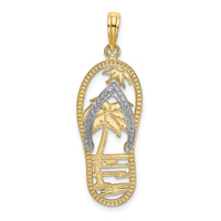 14K w/Rhodium Palm Tree Flip-Flop Charm-K9518