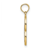 14k and Rhodium LIVE LOVE LAUGH In Heart Charm-K9521