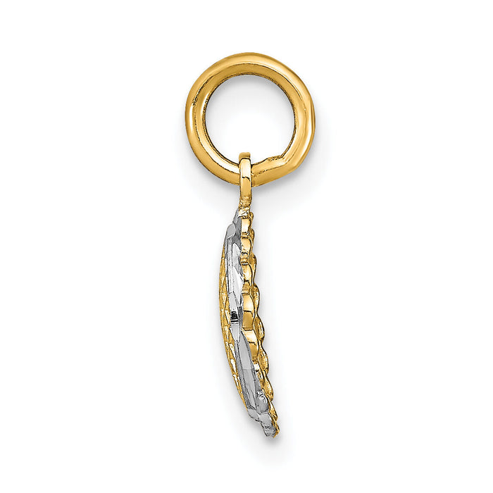 14K w/Rhodium D/C Mini Sunflower Charm-K9525