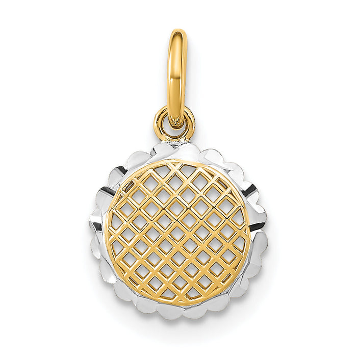 14K w/Rhodium D/C Mini Sunflower Charm-K9525