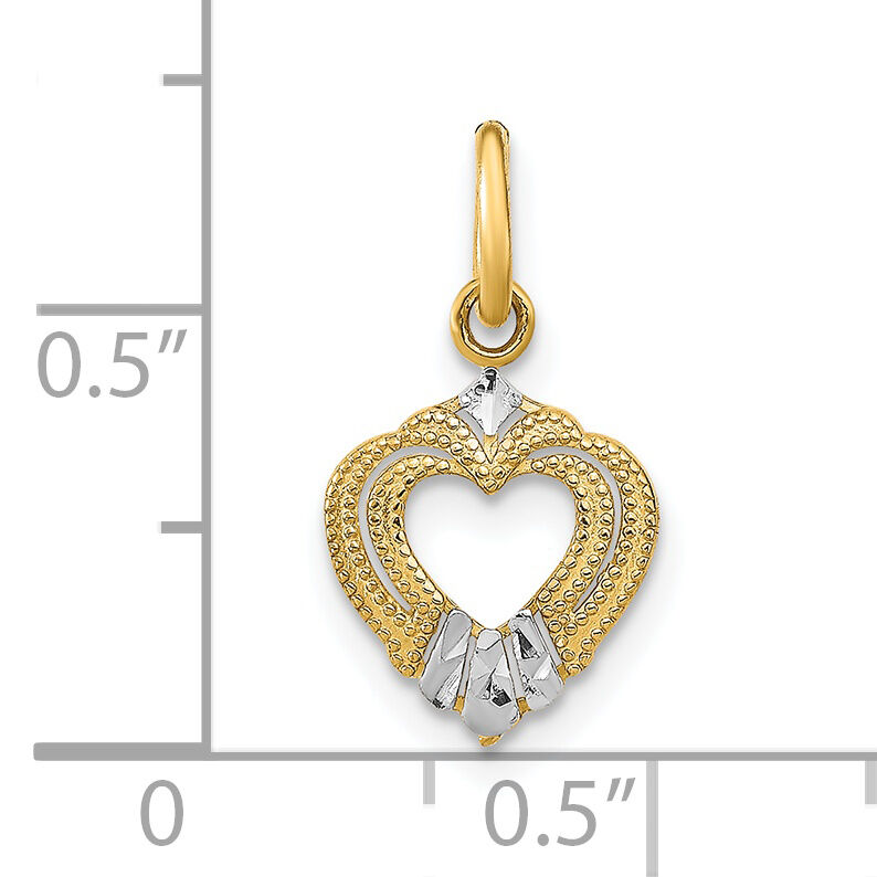14k w/Rhodium Mini Heart Charm-K9526