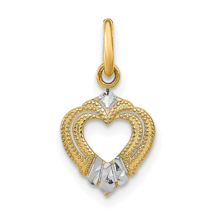 14k w/Rhodium Mini Heart Charm-K9526