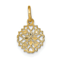 14K w/Rhodium Cut-Out Heart Edge Flower Charm-K9527