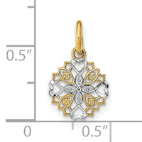 14K w/Rhodium Cut-Out Heart Edge Flower Charm-K9527