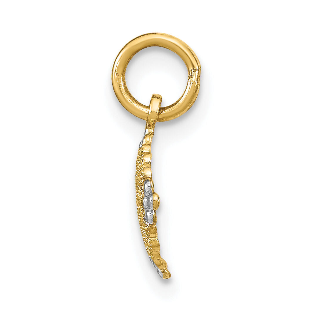 14K w/Rhodium D/C Mini Filigree Medallion Charm-K9530