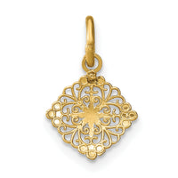 14K w/Rhodium D/C Mini Filigree Medallion Charm-K9530