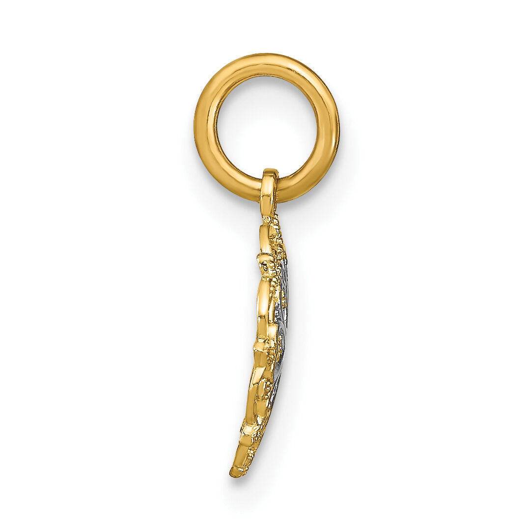 14K w/Rhodium Filigree Hearts Charm-K9531