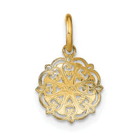 14K w/Rhodium Filigree Hearts Charm-K9531