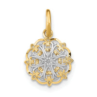 14K w/Rhodium Filigree Hearts Charm-K9531