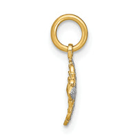 14K w/Rhodium Mini Cross Medallion Charm-K9532