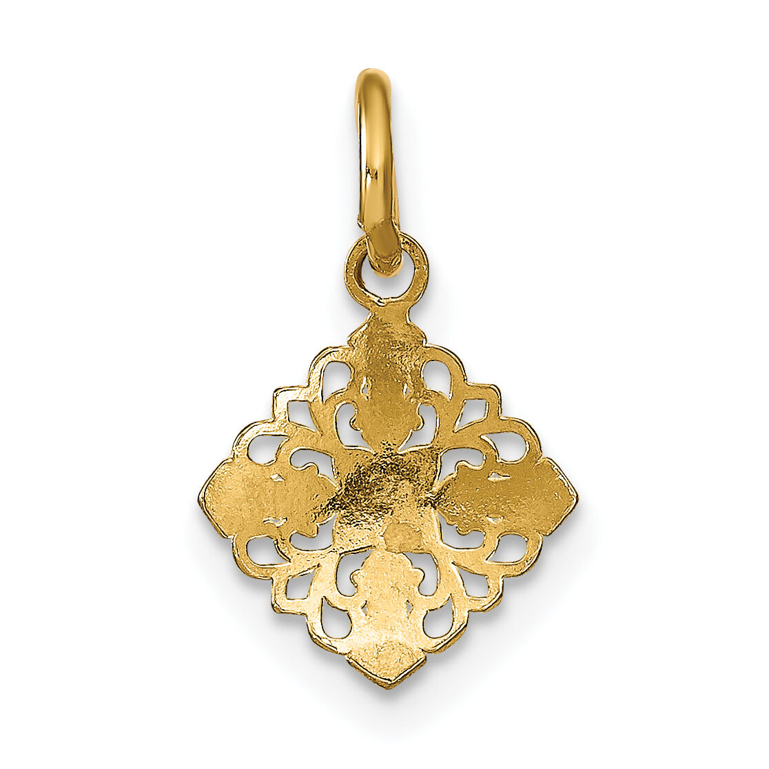 14K w/Rhodium Mini Cross Medallion Charm-K9532