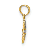 14K w/Rhodium and D/C Mini Filigree Flower Charm-K9533