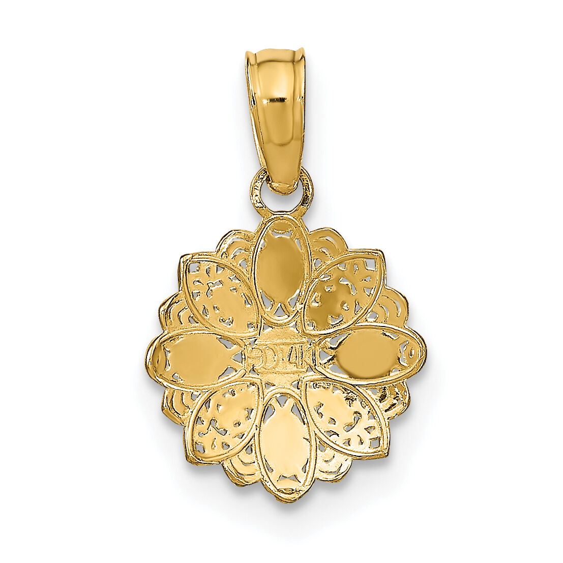 14K w/Rhodium and D/C Mini Filigree Flower Charm-K9533