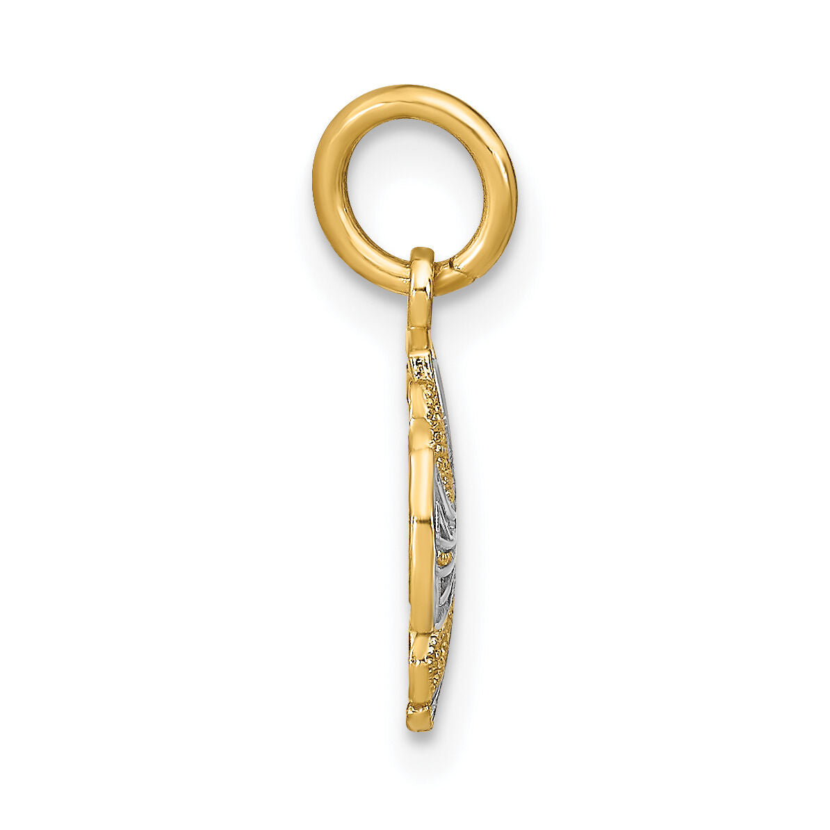 14K w/Rhodium and D/C Mini Pinwheel Medallion Charm-K9534