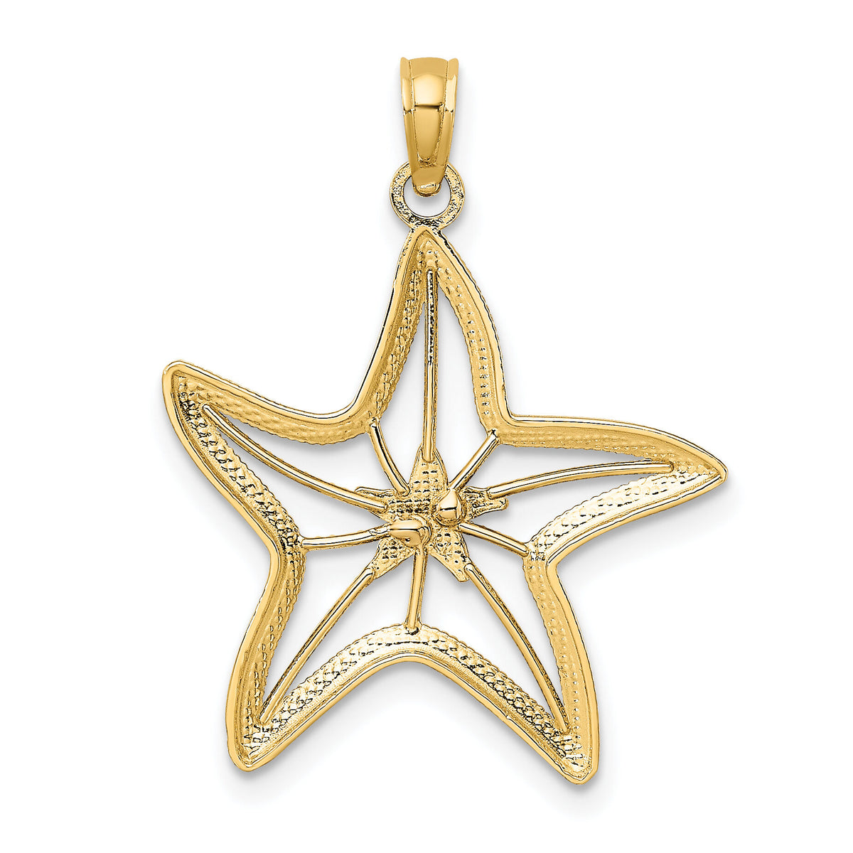 14K Two-Tone W/ White Rhodium Cut-Out Small Starfish Charm-K9537