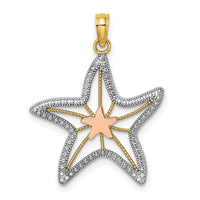 14K Two-Tone W/ White Rhodium Cut-Out Small Starfish Charm-K9537