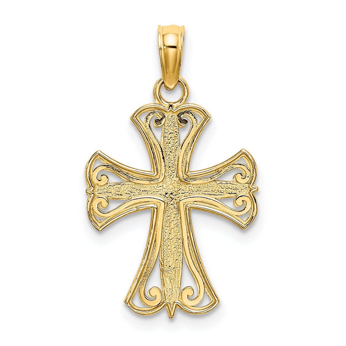 14K W/ Rhodium Textured Cross Charm-K9538