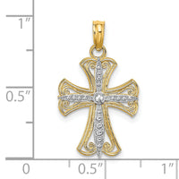14K W/ Rhodium Textured Cross Charm-K9538
