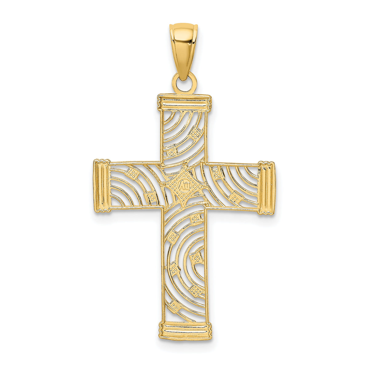 14K W/ Rhodium D/C and Cut-Out Cross Charm-K9540