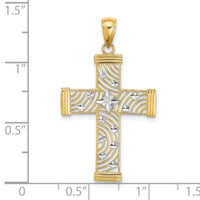 14K W/ Rhodium D/C and Cut-Out Cross Charm-K9540