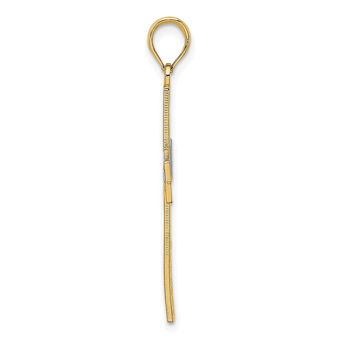 14K W/ Rhodium D/C and Cut-Out Cross Charm-K9542