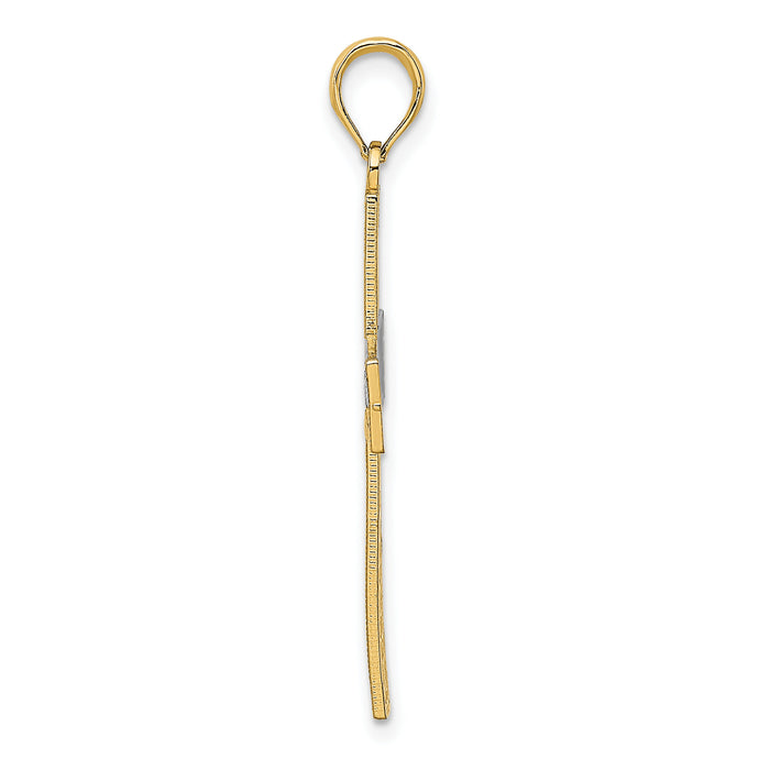 14K W/ Rhodium D/C and Cut-Out Cross Charm-K9542