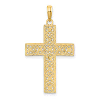 14K W/ Rhodium D/C and Cut-Out Cross Charm-K9542